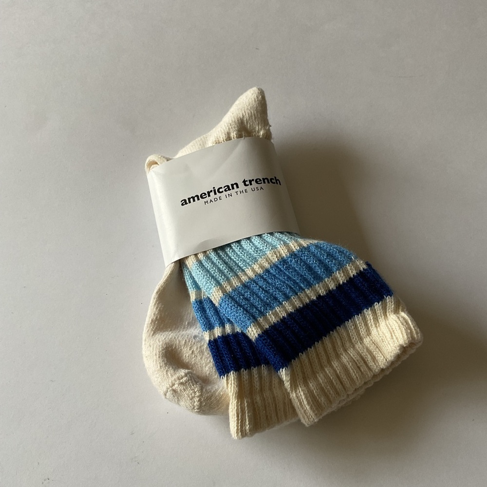 AMERICAN TRENCH RETRO BIRTHDAY STRIPE SOCKS BLUE MULTI OS NWT